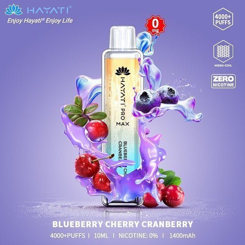 Hayati Pro Max 4000 - 0MG - Μύρτιλο Κεράσι Κράνμπερι - Κουτί των 10